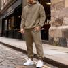 Men's Color Hoodie and Jogger Pants Set with Elastic Waist and Cuffed Ankles for Casual Wear
