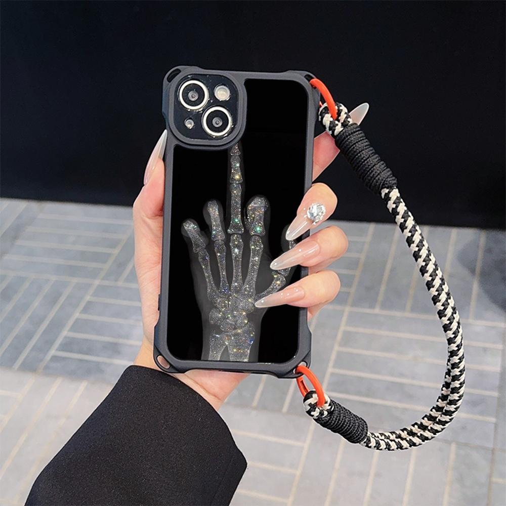 Ae80 Gesture Greeting Design Art Soft Phone Cases for iPhone 16 15 14 13 12 11 Pro Max 8 Plus XR with Wrist Strap Lanyard Corner Protection Back Cover