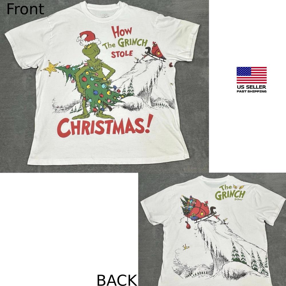 Как Гринч украл Рождество  Доктор Сьюз Мультфильм Двусторонняя, Перепечатка Унисекс Футболка XXXL
