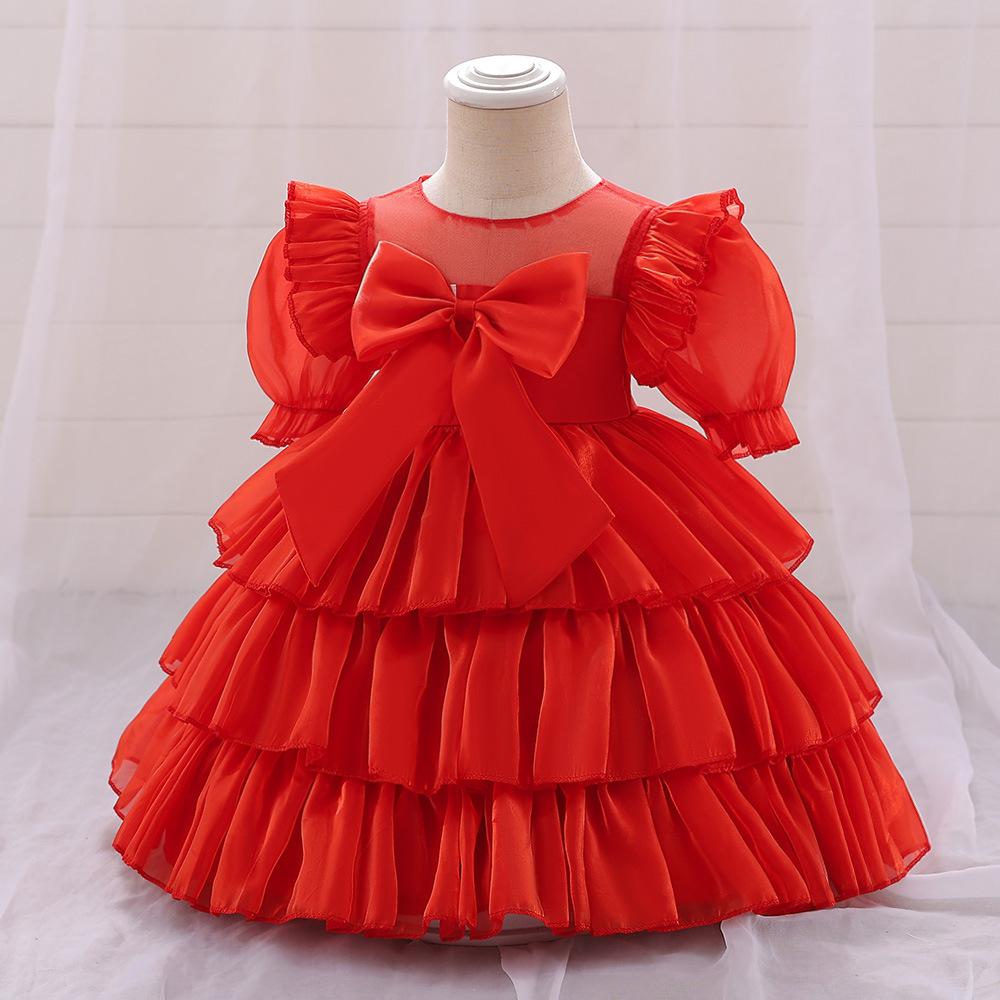 Neugeborene Kleinkind Kleidung Taufe Prinzessin Party Kostüm Baby Mädchen Kleidung Festzug Große Schleife 1. Geburtstag Kleid Für Kurzarm Kleider