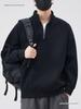 Men's Trendy Half-Zip Stand Collar Hoodie - Spring/Autumn Loose Fit Pullover