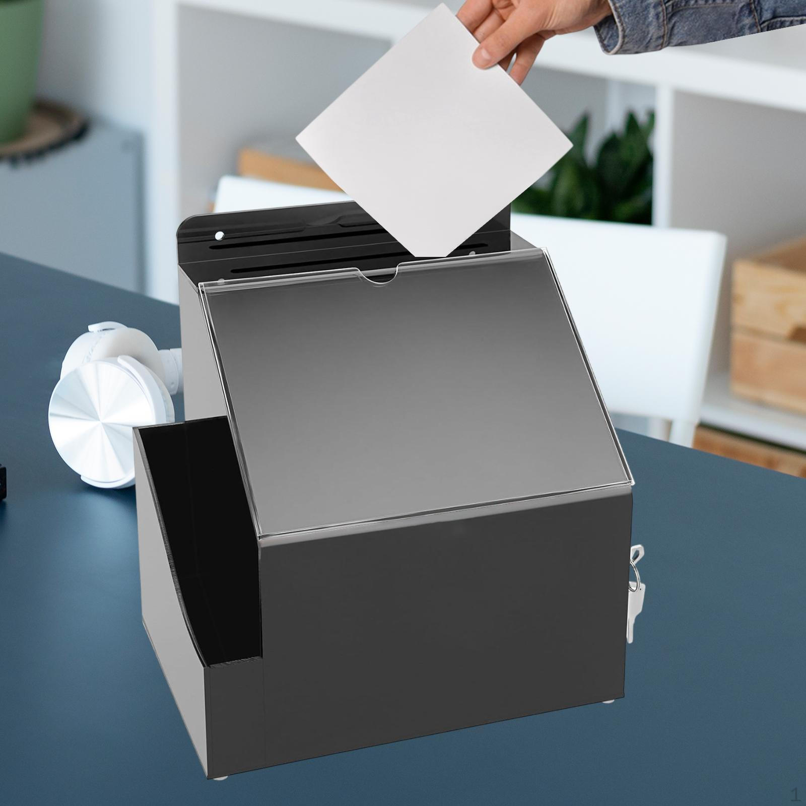 

Ящик для голосования с держателем знака Акриловый замок для пожертвований Контейнер для хранения ключей для стола black