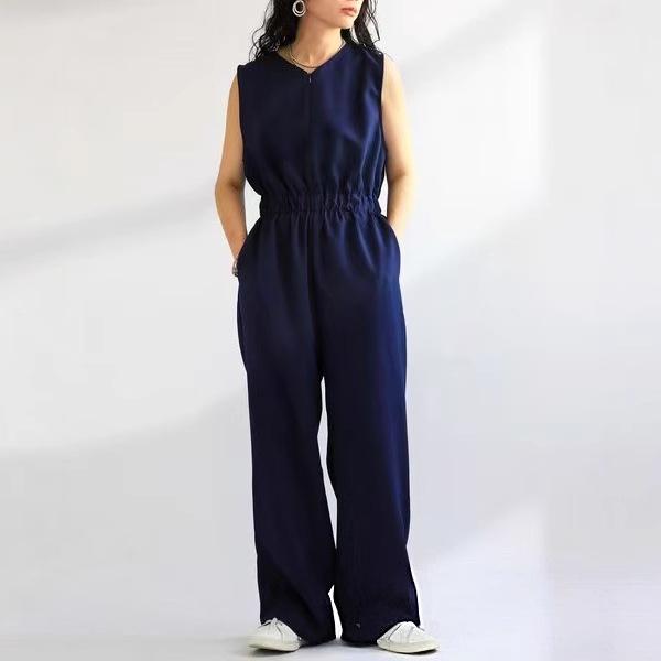 2025 High Waist Sleeveless Zipper Jumpsuit - Summer Pre-sale