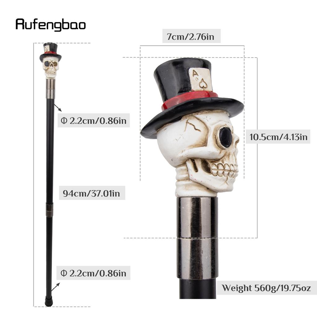 White Resin Skull Head Walking Cane Fashion Decorative Steel Walking Stick Gentleman Elegant Cosplay Cane Knob Crosier 94cm