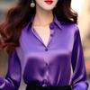 New high-end professional satin purple shirt for women, long-sleeved formal fashion commuter shirt