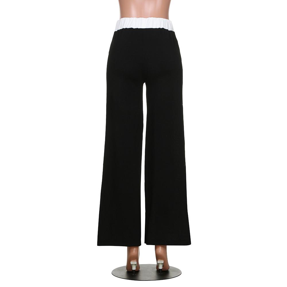 Women Patchwork Bell Bottoms Flare Trousers Mid Waisted Wide Leg Yoga Pants