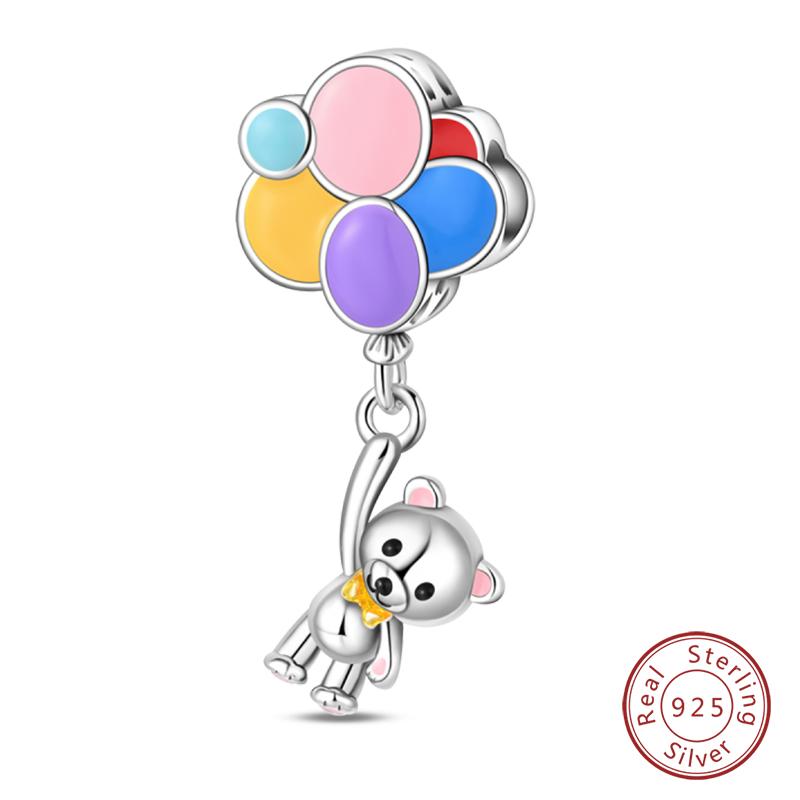 Copper Cute Flower Bear Cute Rose Bear Charms Pendants Fit Original Bracelets Diy Birthday Jewelry Gift