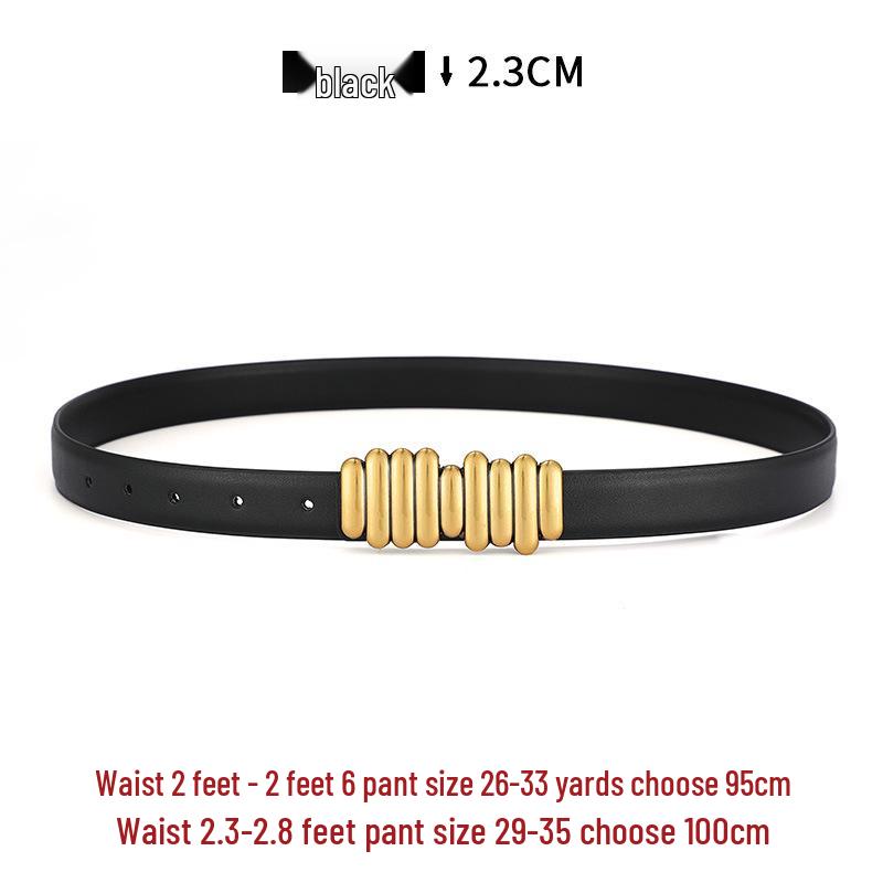 

Женский двусторонний ремень из натуральной кожи - Универсальный аксессуар для юбок и брюк 95 чёрный