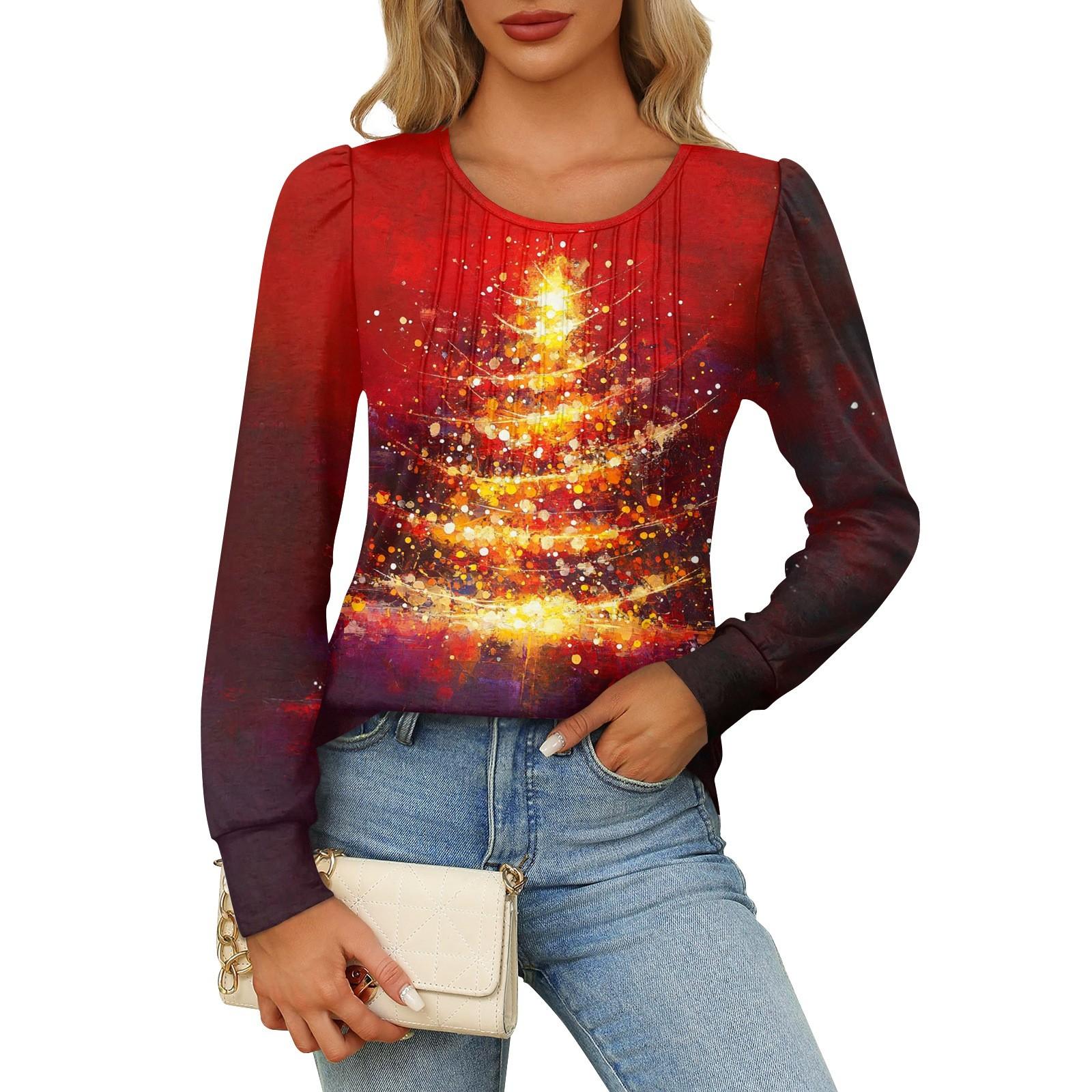 

Рубашки с длинным рукавом для женщин, футболки с милым принтом и графикой, блузки, нарядные повседневные блузки, плиссированные топы-туники с овальным вырезом XXL