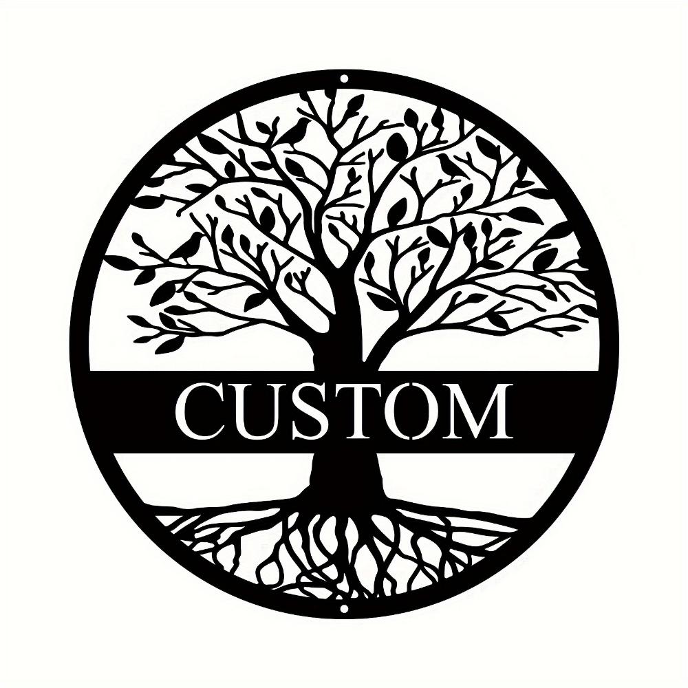Metal Wall Art Tree of Life Custom Surname Sign for Home Garden Wedding Gift