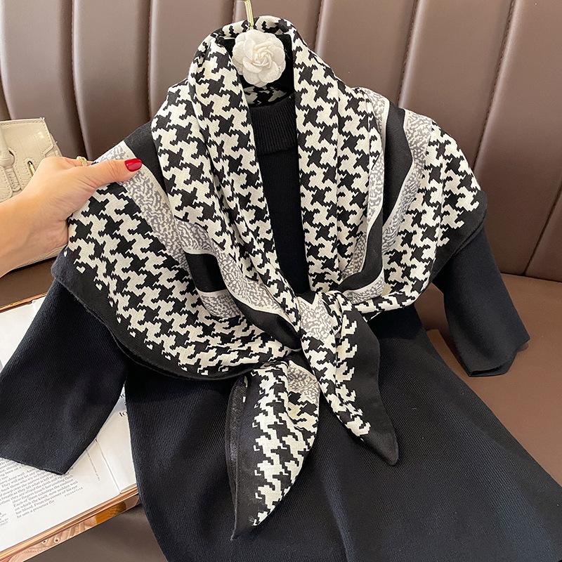 Ethnic Style Print 90 Square Scarf Summer Woman Headband Muslim Hijab Shawls Ladies Simple Bandana Retro Islamic Turban