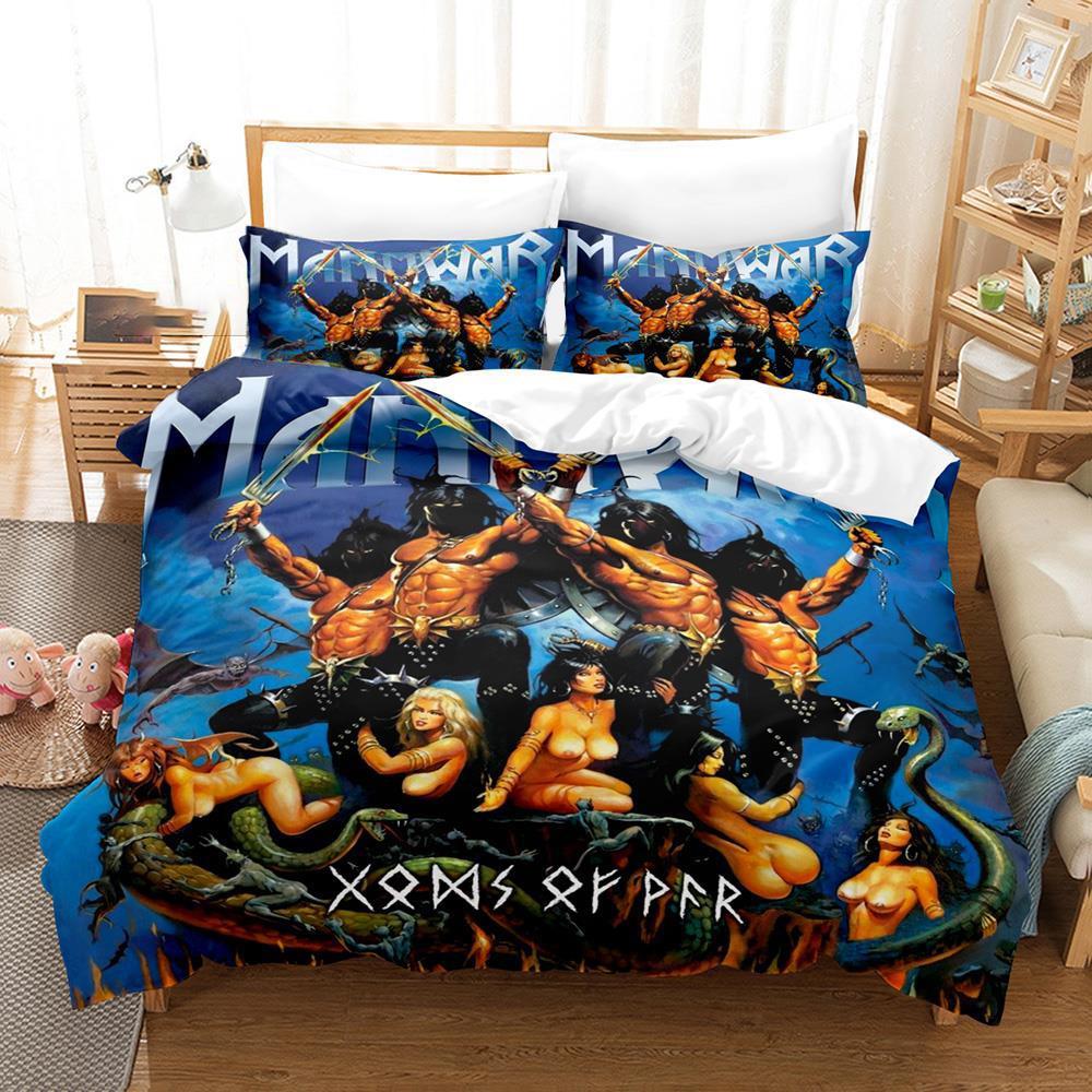 3D Printed Manowar Bedding Set Boys Girls Twin Queen Size Duvet Cover Pillowcase Bed Kids Adult Fashion Home Textileextile