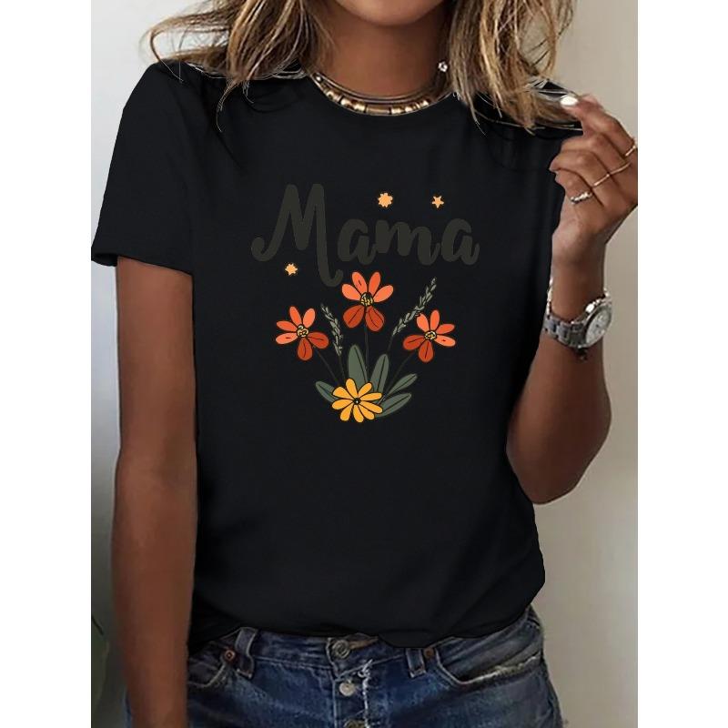 

Vibrant Geometric Print Crew Neck T-Shirt - Soft Cotton, Micro Elasticity, Regular Length, - Perfect Casual Top for Spring & Summer, Womens Clothing S чёрный