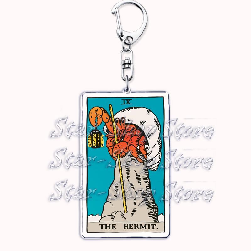 Popular Culture Halloween Tarot Card Keychains for Accessories Moon Luna Death Keyring Jewelry Fans Lovers Friends Reader Gifts