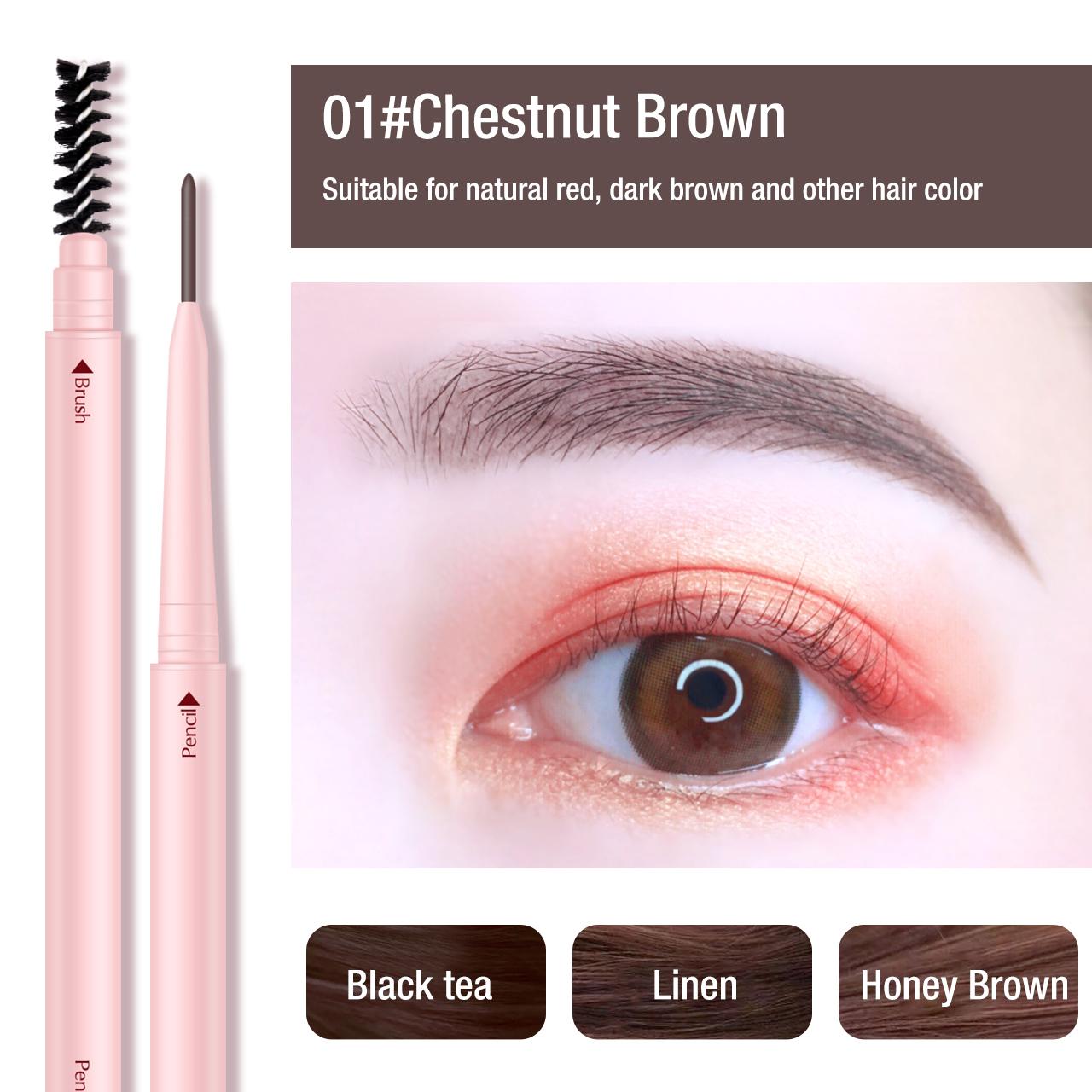 

Двусторонний автоматический вращающийся тонкий карандаш для бровей, водостойкий, устойчивый к поту усилитель для бровей, косметика для макияжа глаз LM