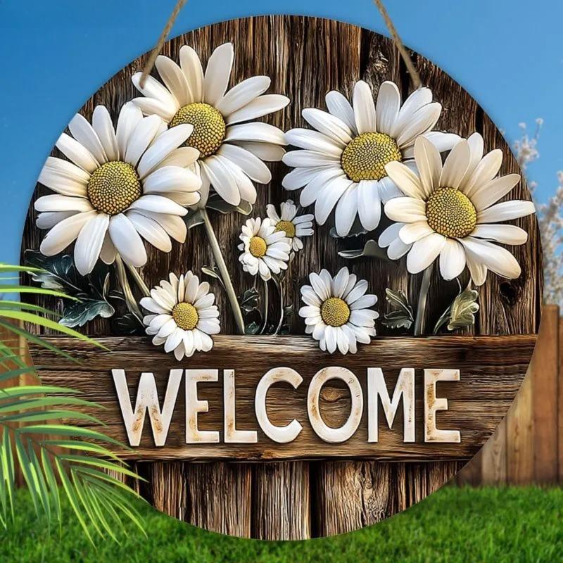 2D Flat Hanging Decorative Metal Sign Hand Painted Art