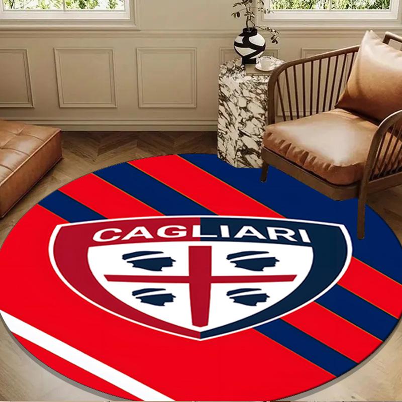 1PC Football Cagliari Design Round Rug for Livingroom,Bedroom, Palyroom, Chair Rug, Area rug, Circle Carpet, Large Size Fan Christmas gift