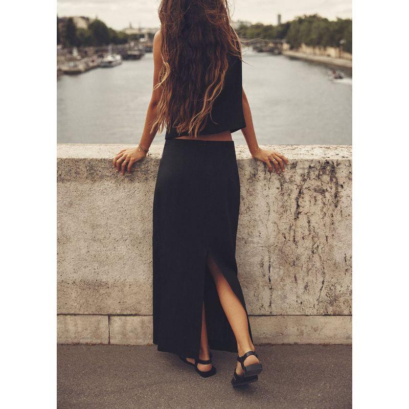 Summer Casual Linen Vest Midi Dress Two-Piece Set