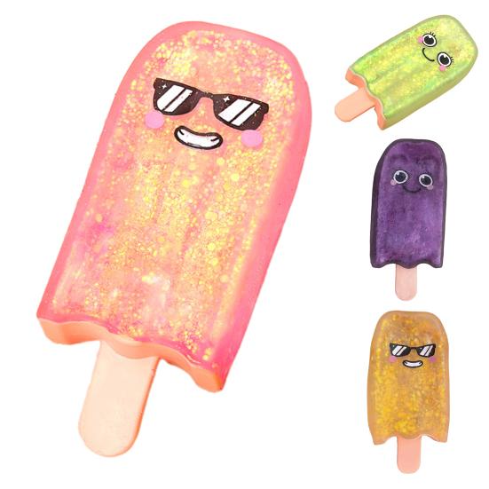 1/4Pcs Glitter Ice Cream Squeeze Toy Transparent Cartoon Ice Stick Stress Relief Sensory Toy Anxiety Relieving Slow Rising Sugar Ball Hand