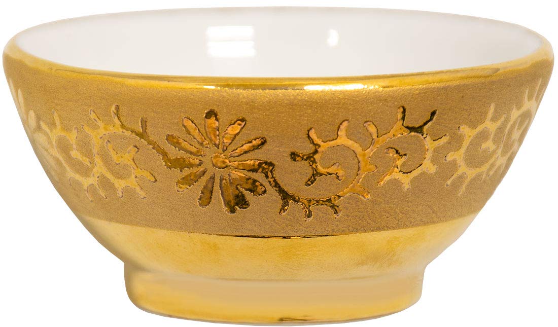 

Ceramic Arte Buddhist Altar Rice Bowl with Gold Arabesque Design [Buddhist Rice BowlGold FinishMade in Japan] Diameter 6cm x Height 3.2cm Ceramic