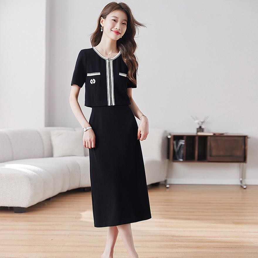 

Модное и тонкое платье-двойка для женщин, летнее новое, с высокой талией, с темпераментом, маленькое черное платье 3XL