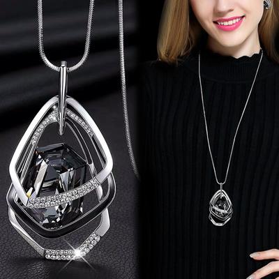 Lange Halsketten & Anhänger für Frauen Maxi Collier Femme Geometrische Kette Mode Halskette Aussage Colar Zubehör Schmuck 2024