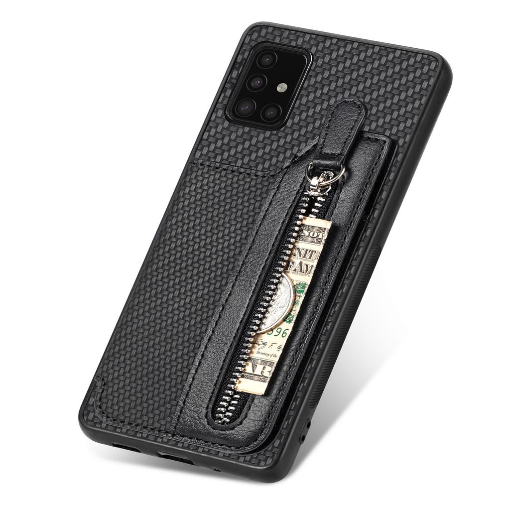 For Samsung Galaxy A51 5G SM-A516 Case Leather+PC+TPU Zipper Wallet Phone Shell