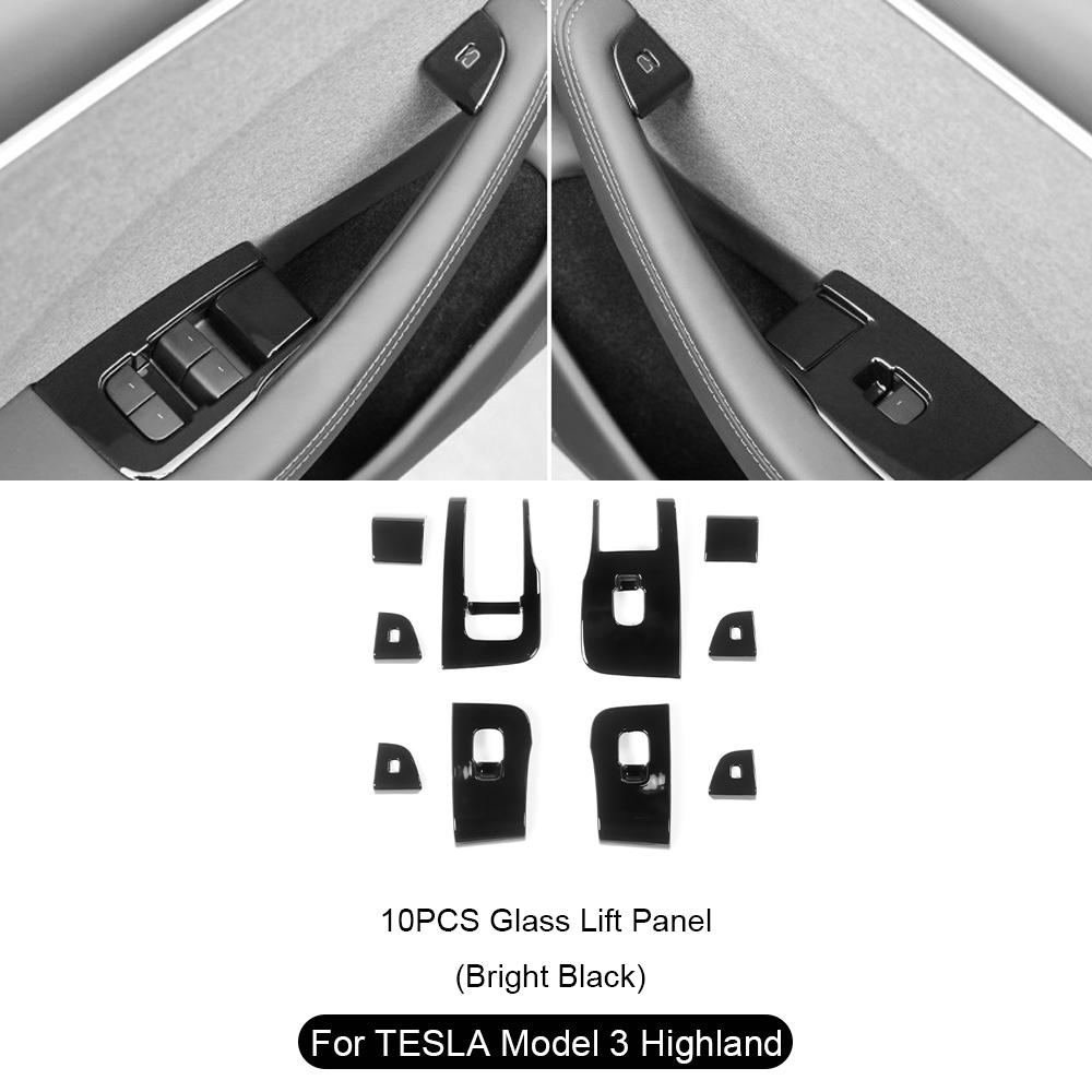 For Tesla Model 3 Highland Lifting Panel Button Sticker Carbon Fiber Pattern Glass Internal Window Lifting Decorative Sticker