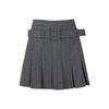HENRY STUART Women'S Panel Pleated Belted Skirt Grey