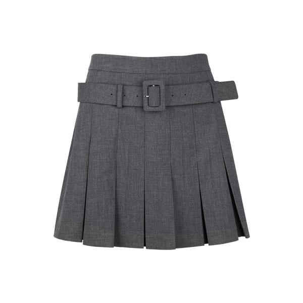 HENRY STUART Women'S Panel Pleated Belted Skirt Grey