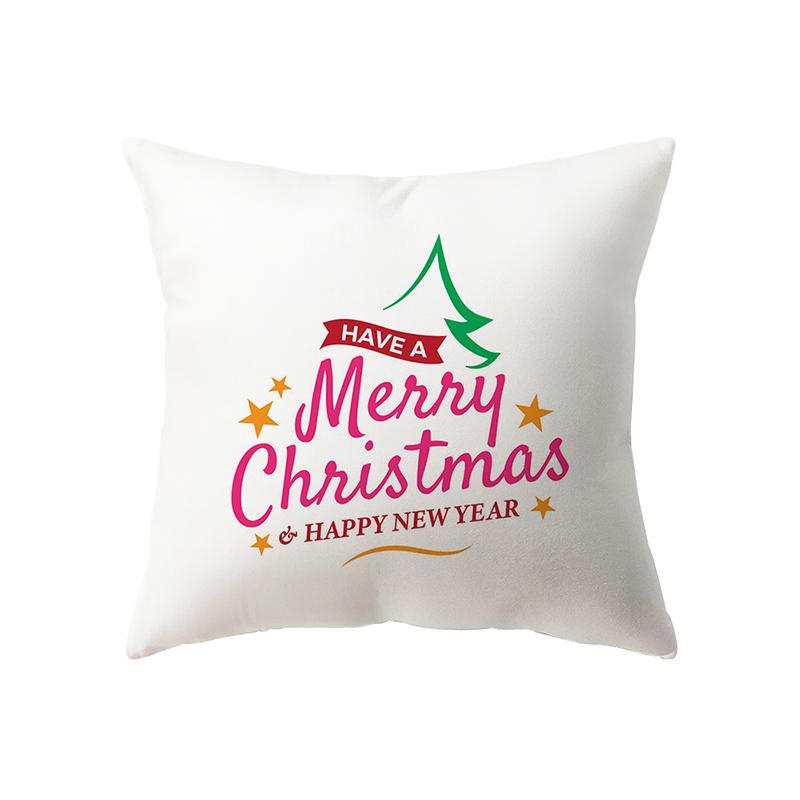 Merry Christmas Snowman Print Pattern Cushion Cover Home Living Room Sofa Decoration Square Polyester Pillow Pillow Cover
