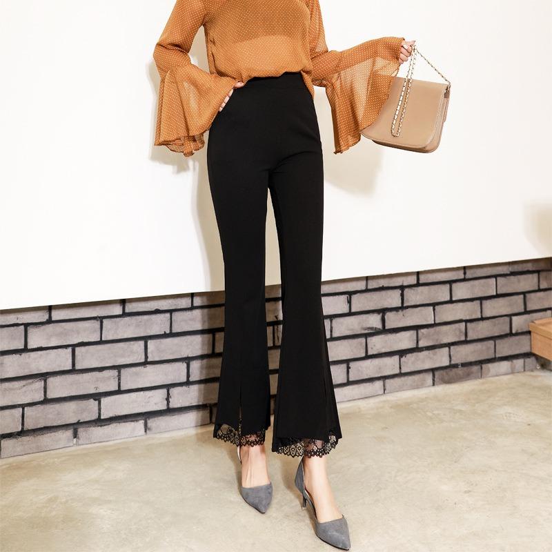 Women S Slim Fit Butt Lifting Lace Flared Split Ankle Pants