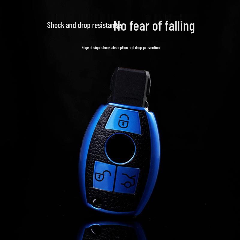 Mercedes Key Cover for C200L, CLA220, E260, GLK300, ML, R-Class, C-Class, GLC with Keychain Buckle.