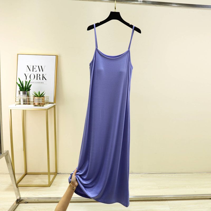 Thin Bra-Free Sleeping Dress Loose Modal Mid-Length Sling Dress Plus Size Slimming Outside Wear Lined Bottoming Skirt
