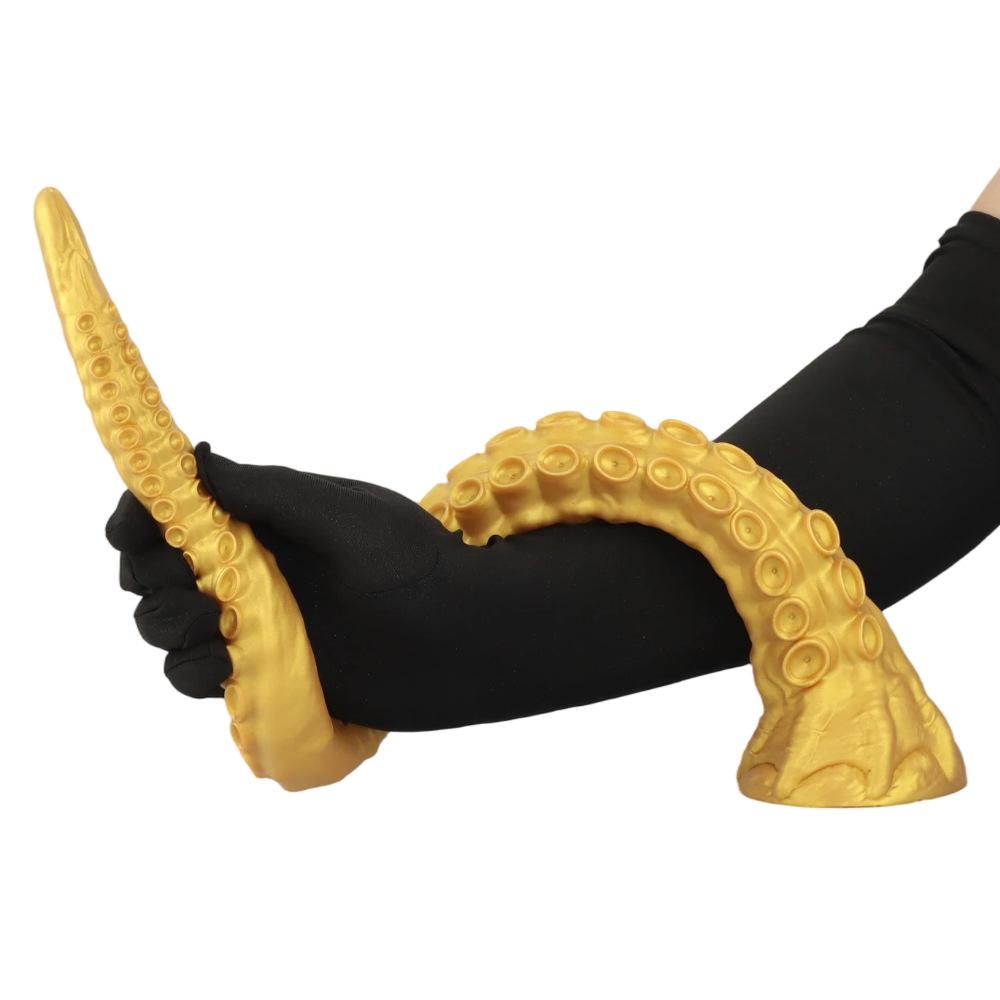 Golden Octopus Tentacle Anal Plug & Whip - Soft Dilator & Female Masturbator Toy