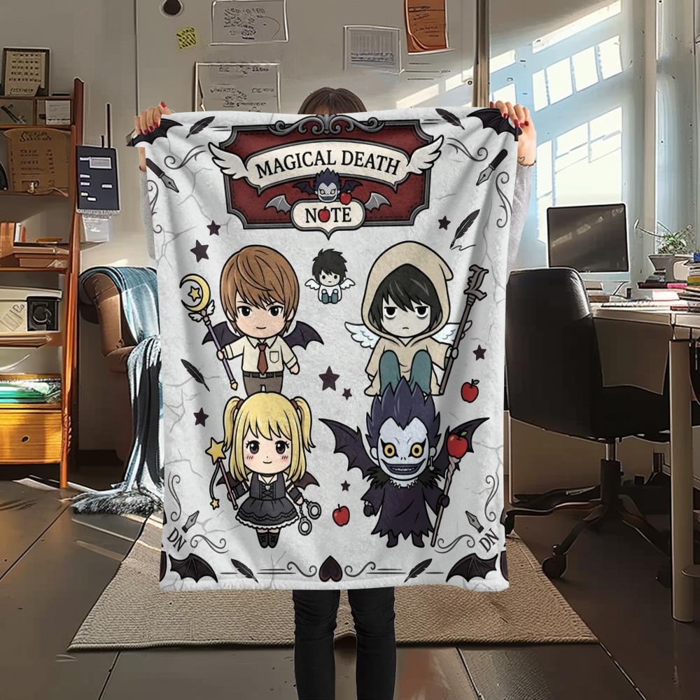 1PC Death Note Patterned Flannel Blanket Suitable For All Seasons For Home Decor Warmth And Comfort Gifts Holiday Present