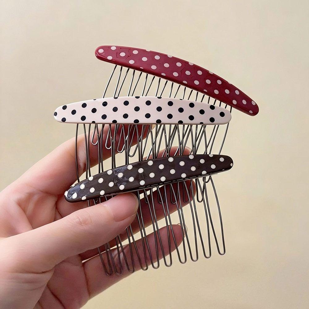 Polka Dot Comb Clip Non-Slip Bangs Hair Clip New Hair Side Combs  for Princess Hair Accessories