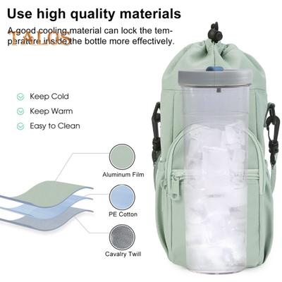 Water Bottle Carrier Bag with Phone Pocket 32/40oz Tumbler Universal Water Bottle Protector Outdoor Bottle Carrier Sling Bag