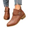 Vintage British Martin Boots Women's 2025 Fall/Winter New Pointed Toe Belt Buckle Mid-heel Side Zipper Booties