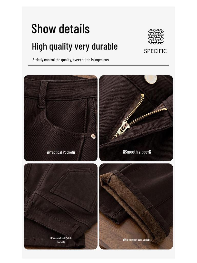 Chic High-Waisted Micro-Elastic Wide-Leg Pants - Women's 2026 Spring/Winter, Slimming, Warm, Loose, and Thickened.