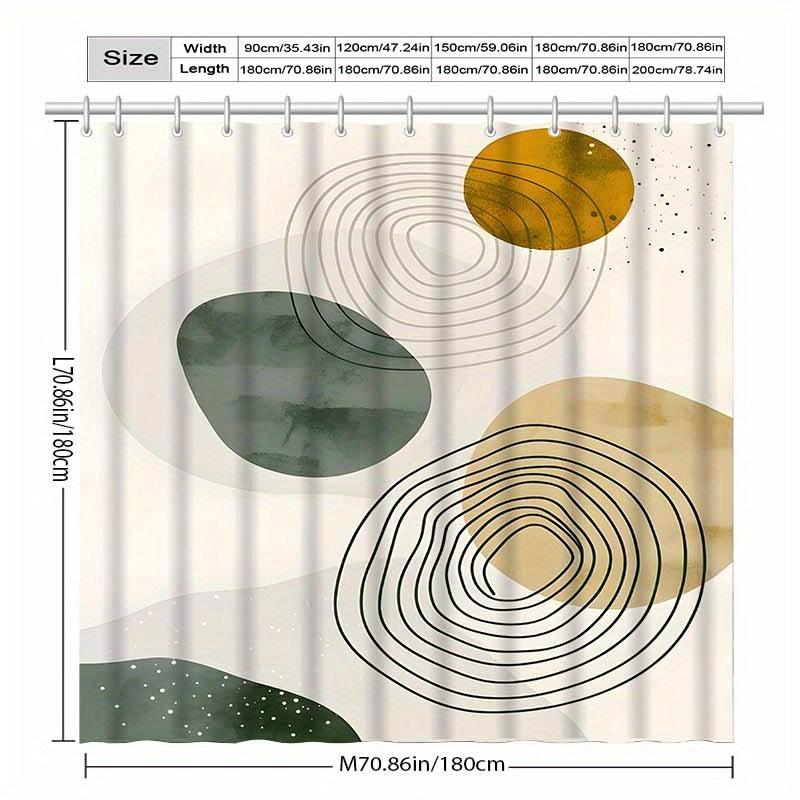 1Pc Abstract Minimalist Geometric Pattern Shower Curtain, Polyester Fabric, Machine Washable, Suitable For Bathroom Dcor.