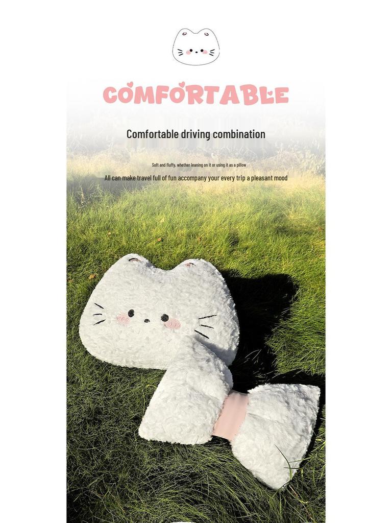 Women's Winter Plush Cartoon Car Seat Cushion - Warm Half-Wrap, Small Waist Design