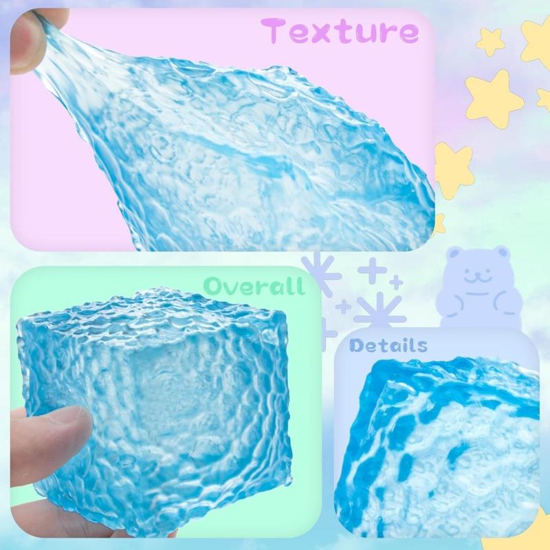 Stres Atma İçin Duyusal Stres Küpü Oyuncak, Yavaş Yükselen Fidget Dokulu Küp Sıkma Oyuncakları, Çocuklar İçin Yumuşak Buz Küpü Stres Topu