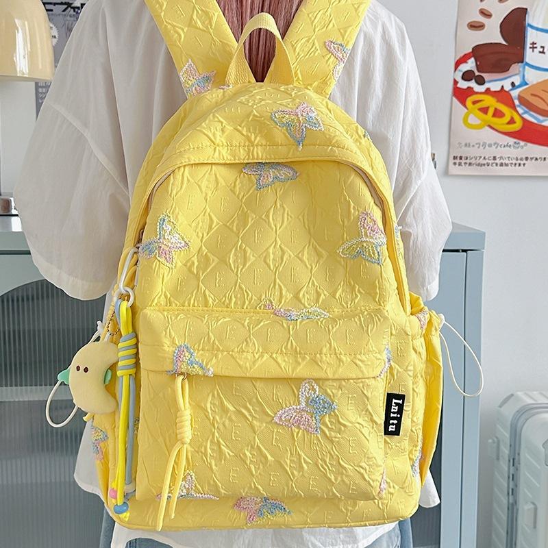 Small Fresh and Cute Student Backpack, New Butterfly Schoolbag, High-value Female Junior High School Versatile Large-capacity Backpack