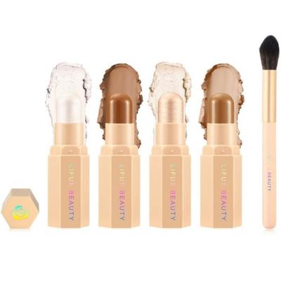 Krem do twarzy Contour Stick Bronzer Rozświetlacz Rozświetlacz Zestaw do makijażu Glow Kit Długotrwały, intensywny odcień Skin Bright Shadow Puder w kredce - F1, F1