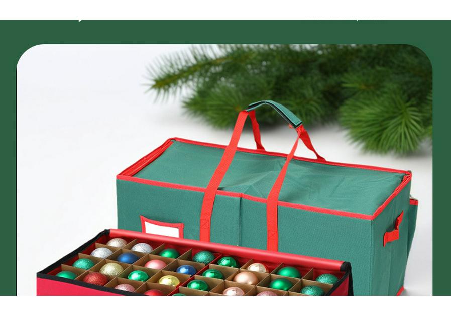 Foldable Oxford Cloth Storage Box with 128 Detachable Grids for Christmas Balls