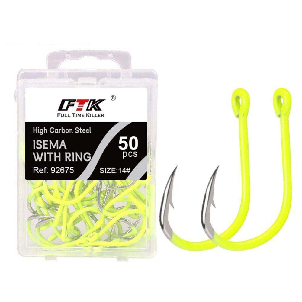 50pcs/box Anti-rust Barbed Fishing Hooks With Barb Fluorescence Hook  Sea Fishing Tackle