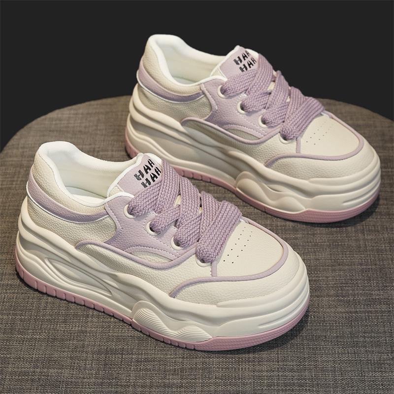 Popular women's shoes autumn and winter new thick-soled heightening little white shoes women's sports and leisure classic versatile purple board shoes