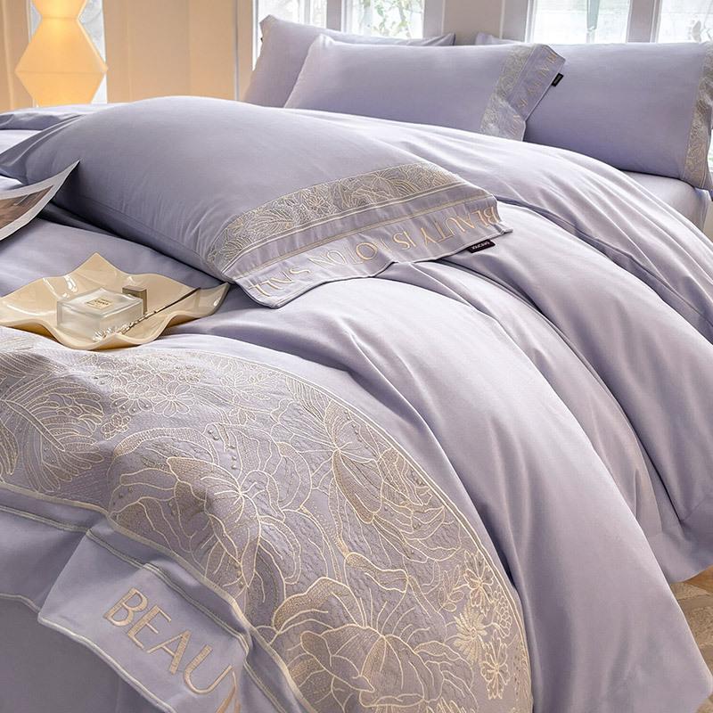 200 pieces of A-level winter flannel bedding set made of pure cotton, thickened and warm, luxurious solid color bed sheets, four piece set