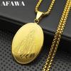Katholische Unsere Liebe Frau von Guadalupe Anhänger Halsketten für Damen Herren Edelstahl Goldfarbe Jungfrau Maria Medaille Kette Schmuck N2206